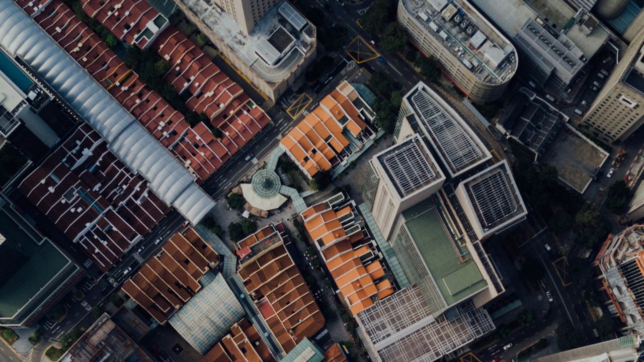 Wallpaper city, roofs, buildings, aerial view