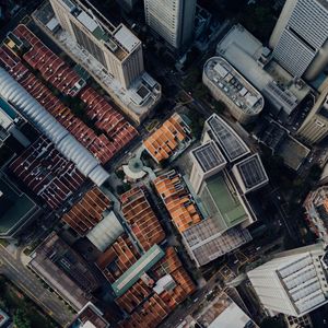Preview wallpaper city, roofs, buildings, aerial view