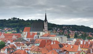 Preview wallpaper city, roofs, tower, architecture, aerial view