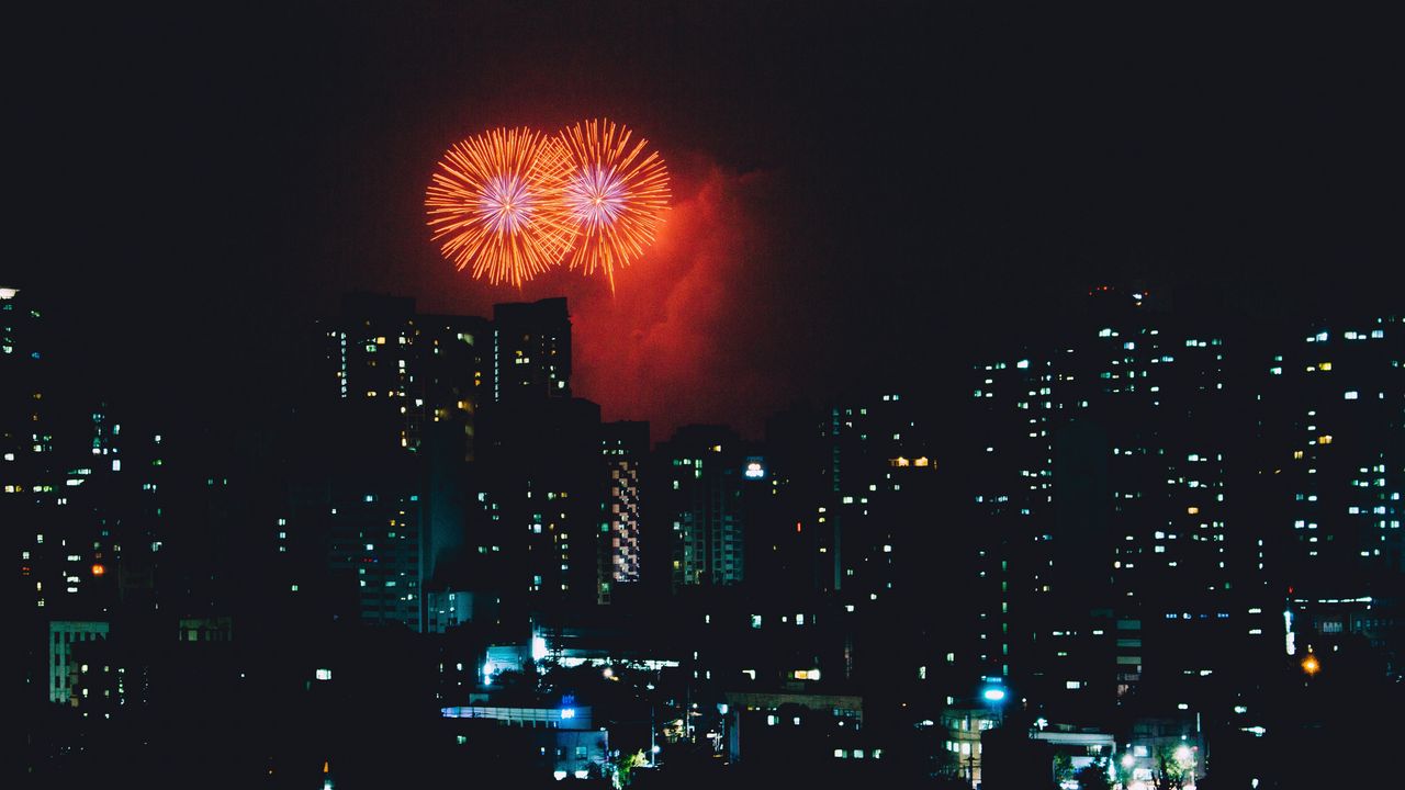 Wallpaper city, salute, fireworks