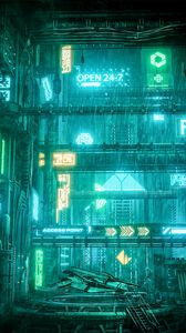 Preview wallpaper city, sci-fi night, neon, art
