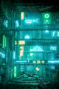 Preview wallpaper city, sci-fi night, neon, art