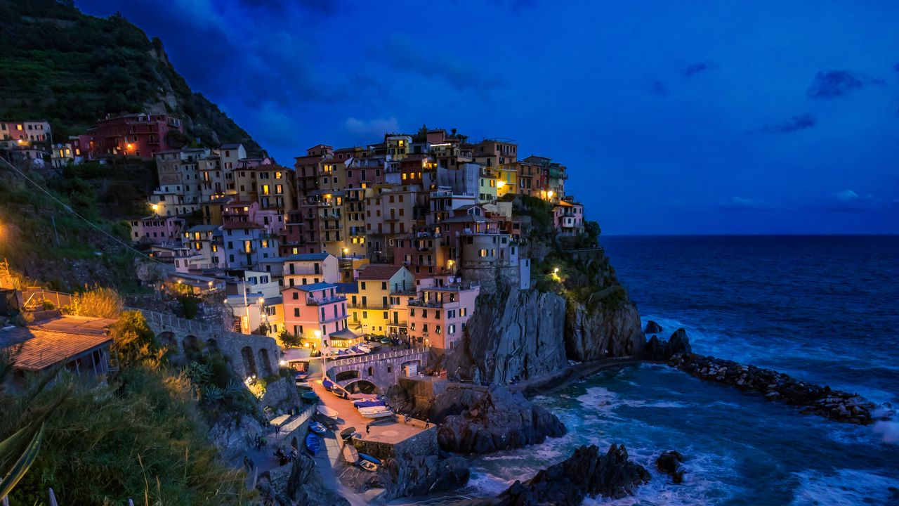 Wallpaper city, sea, cliff, coast, steep, rocky, manarola, italy