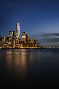 Preview wallpaper city, sea, coast, night, lights, reflection