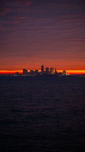 Preview wallpaper city, sea, sunrise, dark