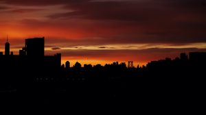 Preview wallpaper city, silhouette, sunset