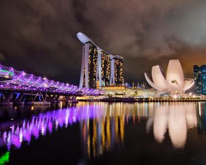 Preview wallpaper city, singapore, hotel, night