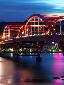 Preview wallpaper city, sky, bridge, night