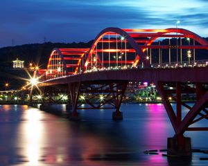 Preview wallpaper city, sky, bridge, night