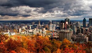 Preview wallpaper city, sky, building height, trees