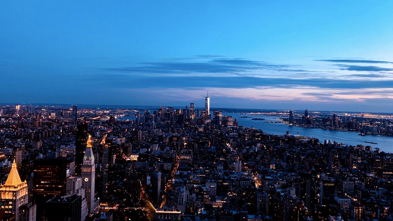 Wallpaper city, skyline, buildings, evening