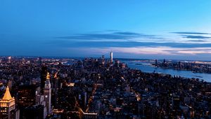 Preview wallpaper city, skyline, buildings, evening