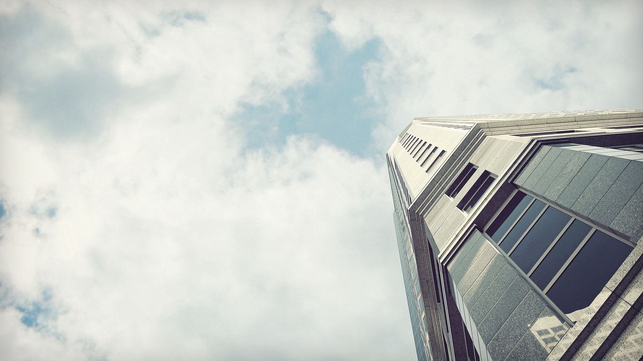 Wallpaper city, skyscraper, building, sky, clouds