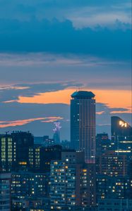 Preview wallpaper city, skyscraper, buildings, architecture, evening