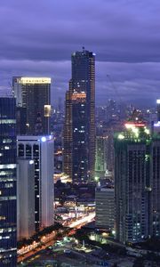 Preview wallpaper city, skyscraper, buildings, night, lights