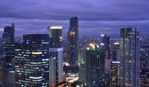Preview wallpaper city, skyscraper, buildings, night, lights