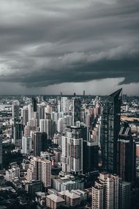 Preview wallpaper city, skyscrapers, aerial view, clouds, overcast