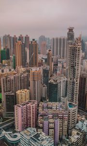 Preview wallpaper city, skyscrapers, buildings, fog