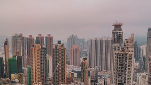Preview wallpaper city, skyscrapers, buildings, fog