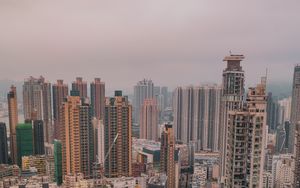 Preview wallpaper city, skyscrapers, buildings, fog