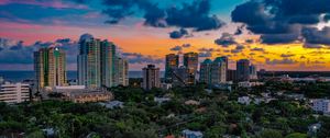 Preview wallpaper city, skyscrapers, buildings, apartments, dusk