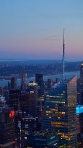 Preview wallpaper city, skyscrapers, buildings, evening, architecture