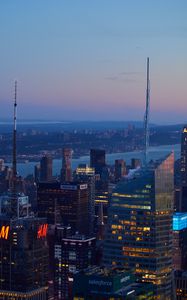 Preview wallpaper city, skyscrapers, buildings, evening, architecture
