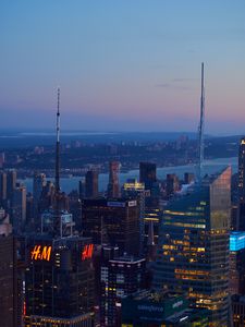 Preview wallpaper city, skyscrapers, buildings, evening, architecture