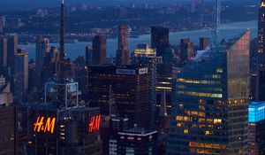 Preview wallpaper city, skyscrapers, buildings, evening, architecture