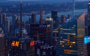 Preview wallpaper city, skyscrapers, buildings, evening, architecture