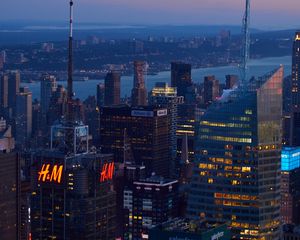Preview wallpaper city, skyscrapers, buildings, evening, architecture
