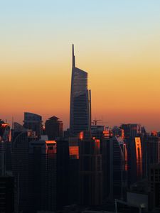 Preview wallpaper city, skyscrapers, dawn, sunrise, architecture
