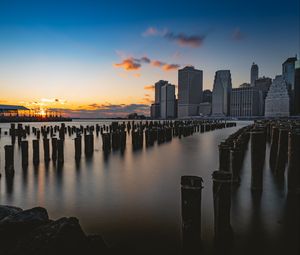 Preview wallpaper city, skyscrapers, evening, new york, usa