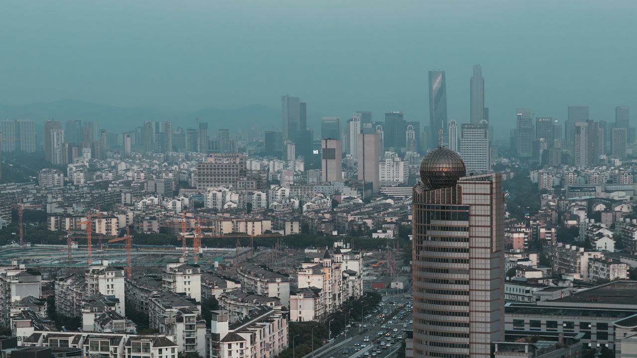 Wallpaper city, skyscrapers, road, buildings, cars