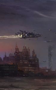 Preview wallpaper city, spaceships, fantasy, art