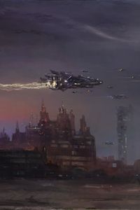 Preview wallpaper city, spaceships, fantasy, art