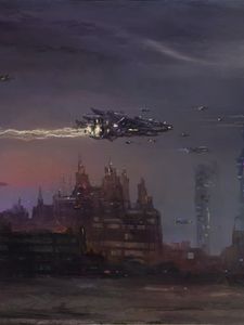 Preview wallpaper city, spaceships, fantasy, art