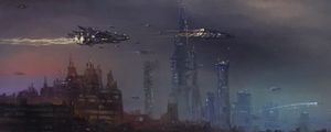 Preview wallpaper city, spaceships, fantasy, art