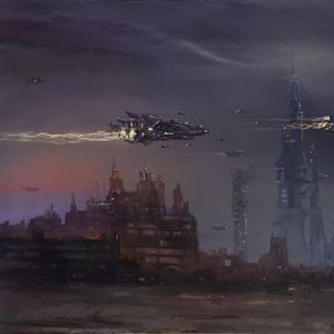 Preview wallpaper city, spaceships, fantasy, art