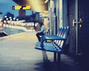 Preview wallpaper city, station, chairs