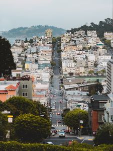 Preview wallpaper city, street, aerial view, buildings, architecture