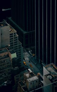 Preview wallpaper city, street, aerial view, buildings, cars, people