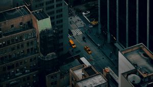 Preview wallpaper city, street, aerial view, buildings, cars, people