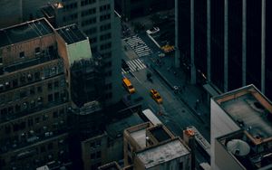 Preview wallpaper city, street, aerial view, buildings, cars, people