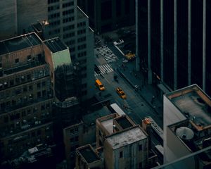 Preview wallpaper city, street, aerial view, buildings, cars, people