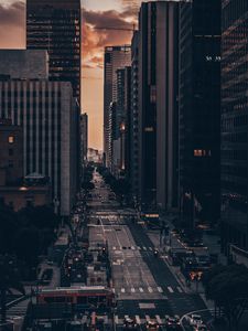 Preview wallpaper city, street, aerial view, buildings, road, cars, los angeles, usa