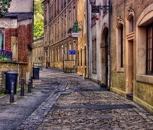 Preview wallpaper city, street, alley, building, brick, hdr