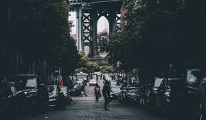 Preview wallpaper city, street, architecture, buildings, people, cars