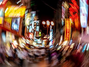 Preview wallpaper city, street, blur, distortion, lights