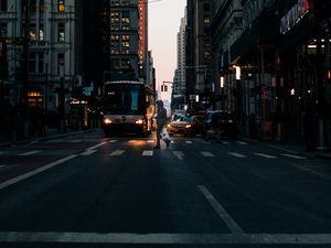 Preview wallpaper city, street, buildings, crosswalk, traffic